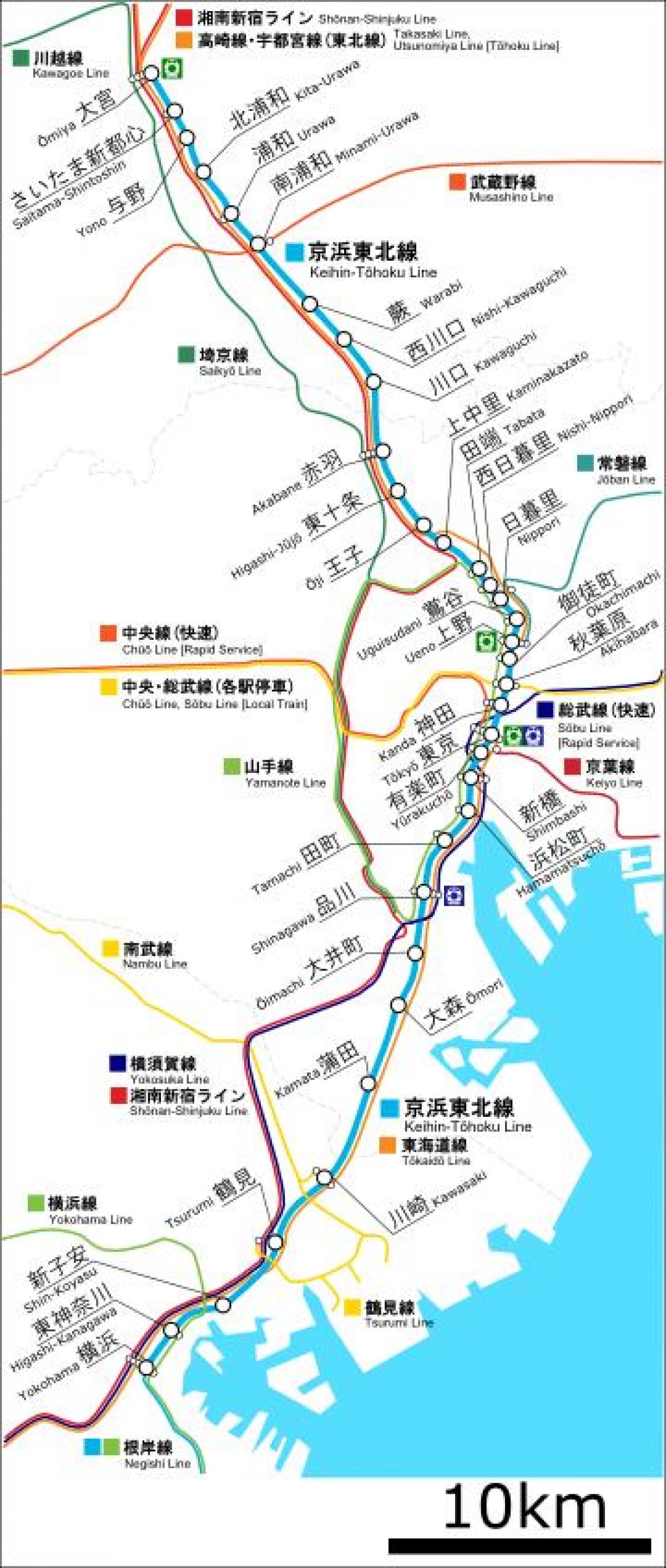 mappa di Keihin tohoku line