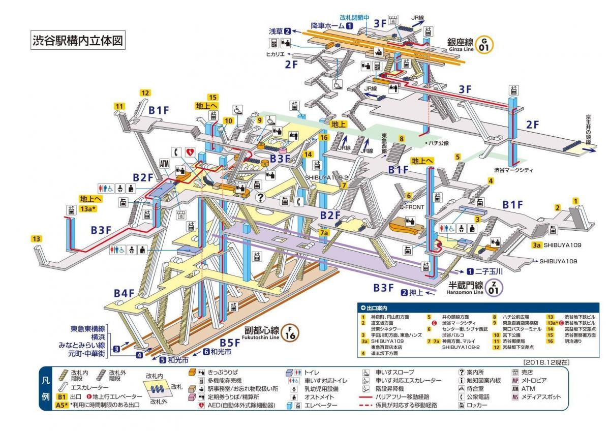 Shibuya stazione della metropolitana mappa