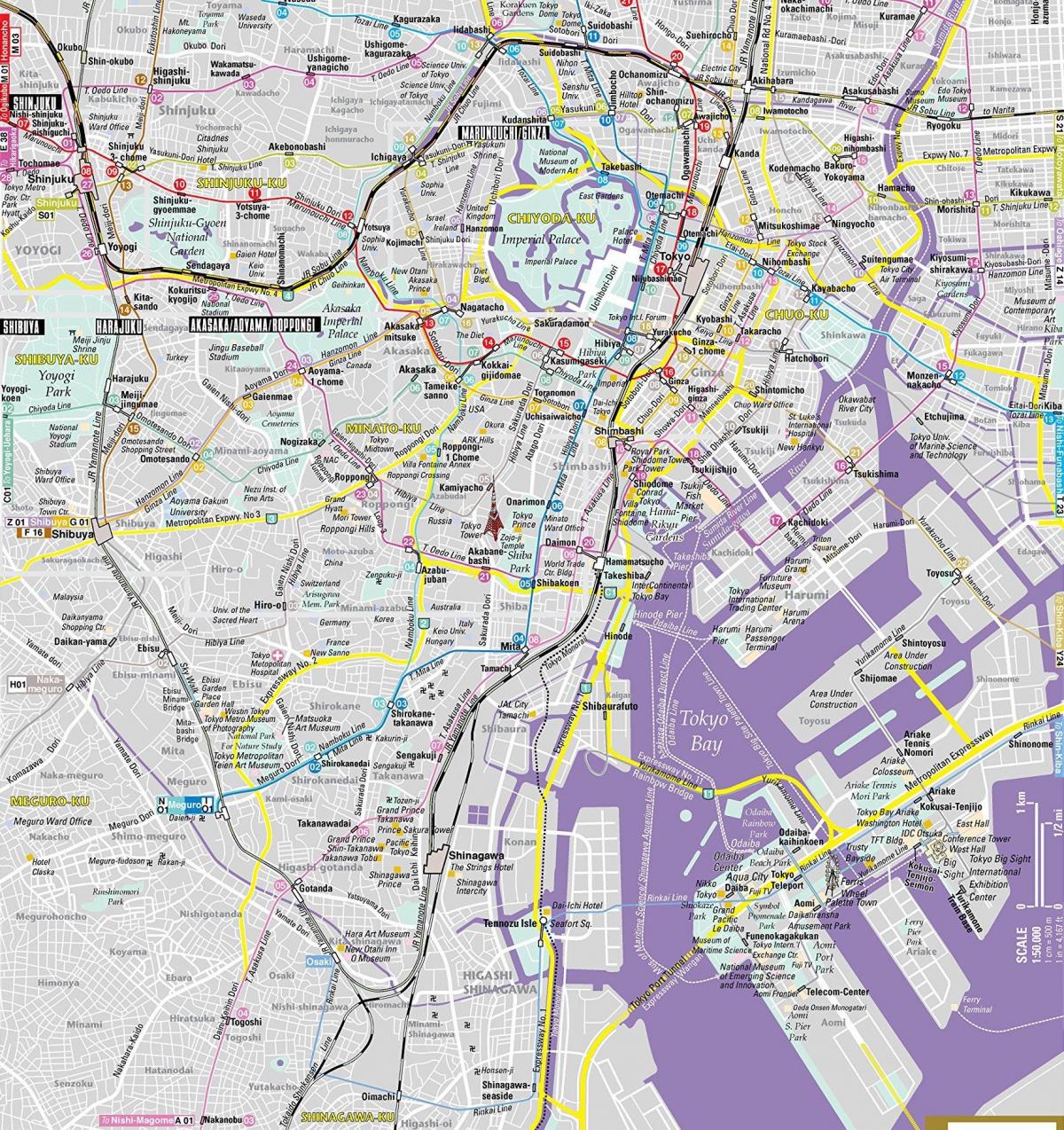 mappa del centro di Tokyo