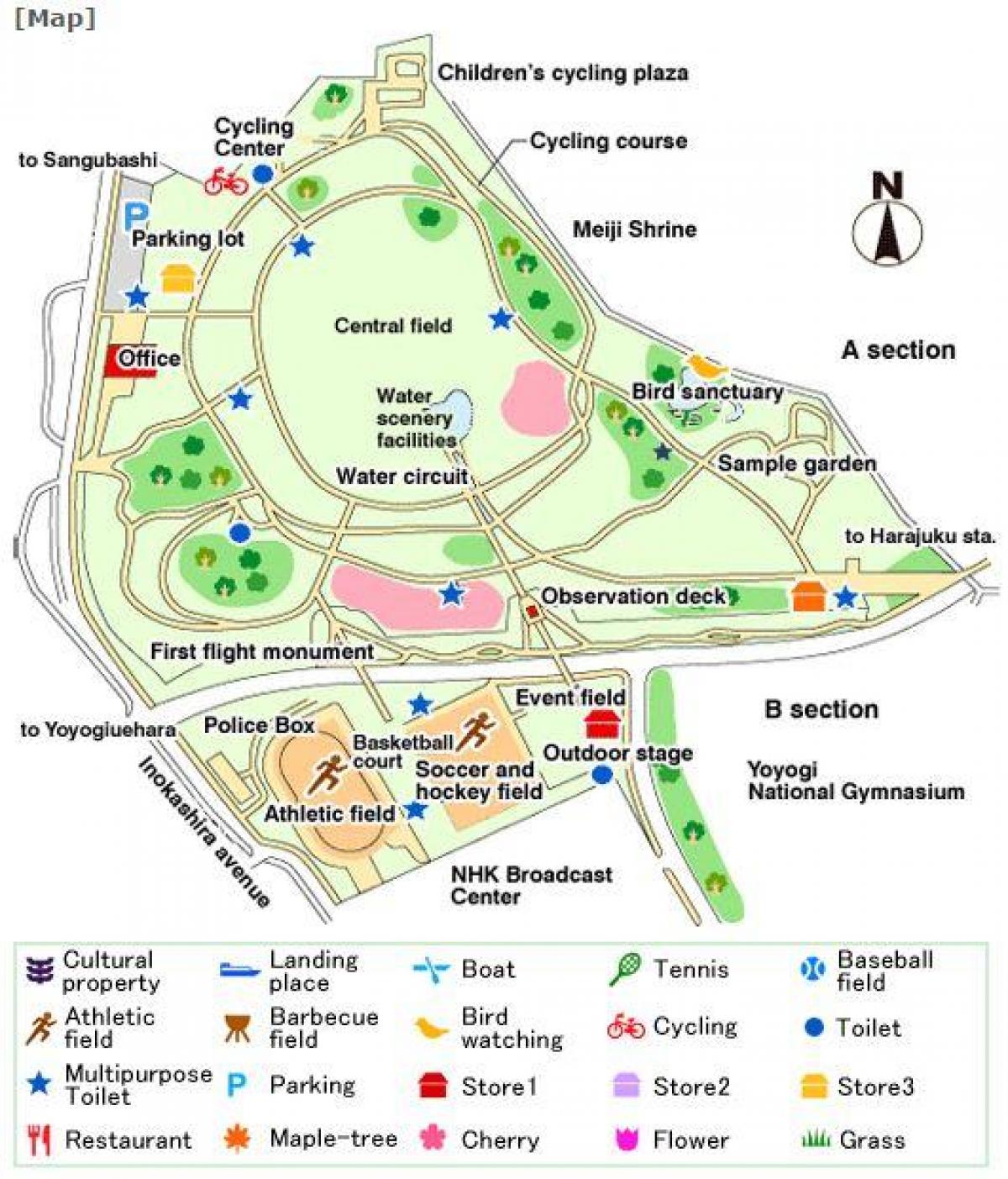 mappa di Parco Yoyogi