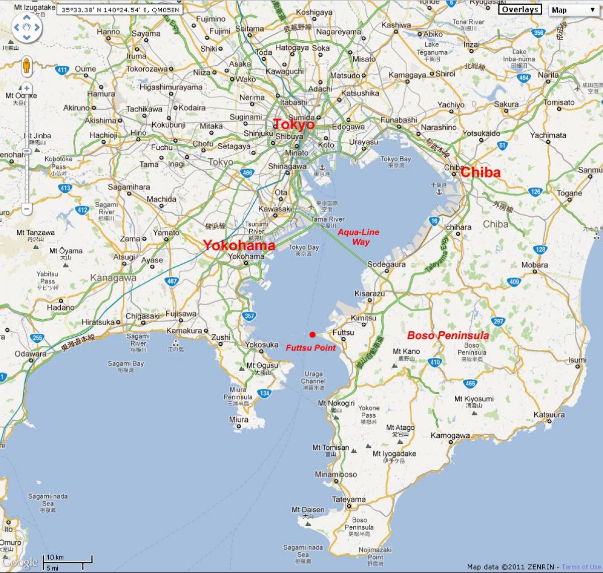 mappa della baia di Tokyo