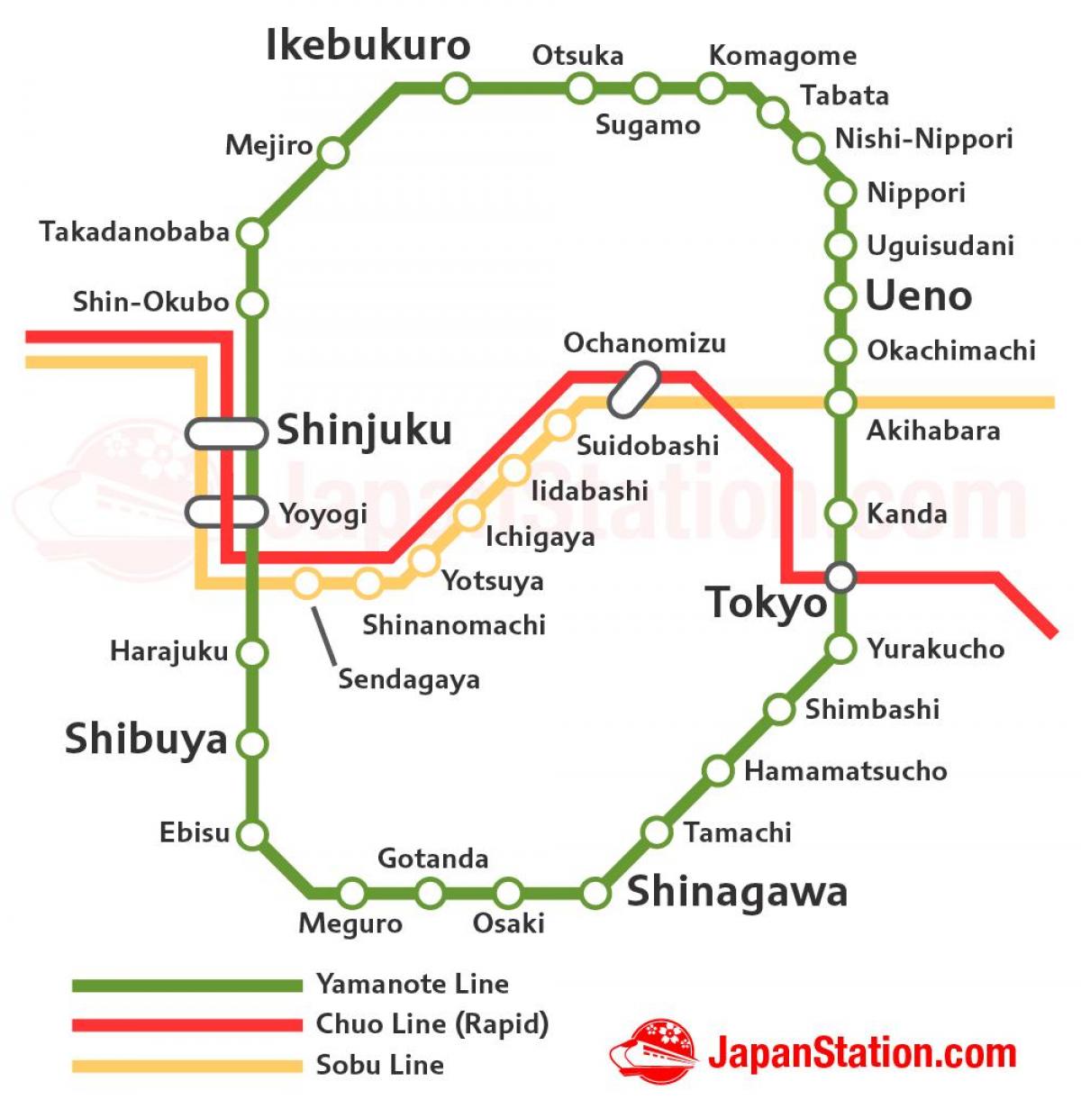 Tokyo linea JR mappa