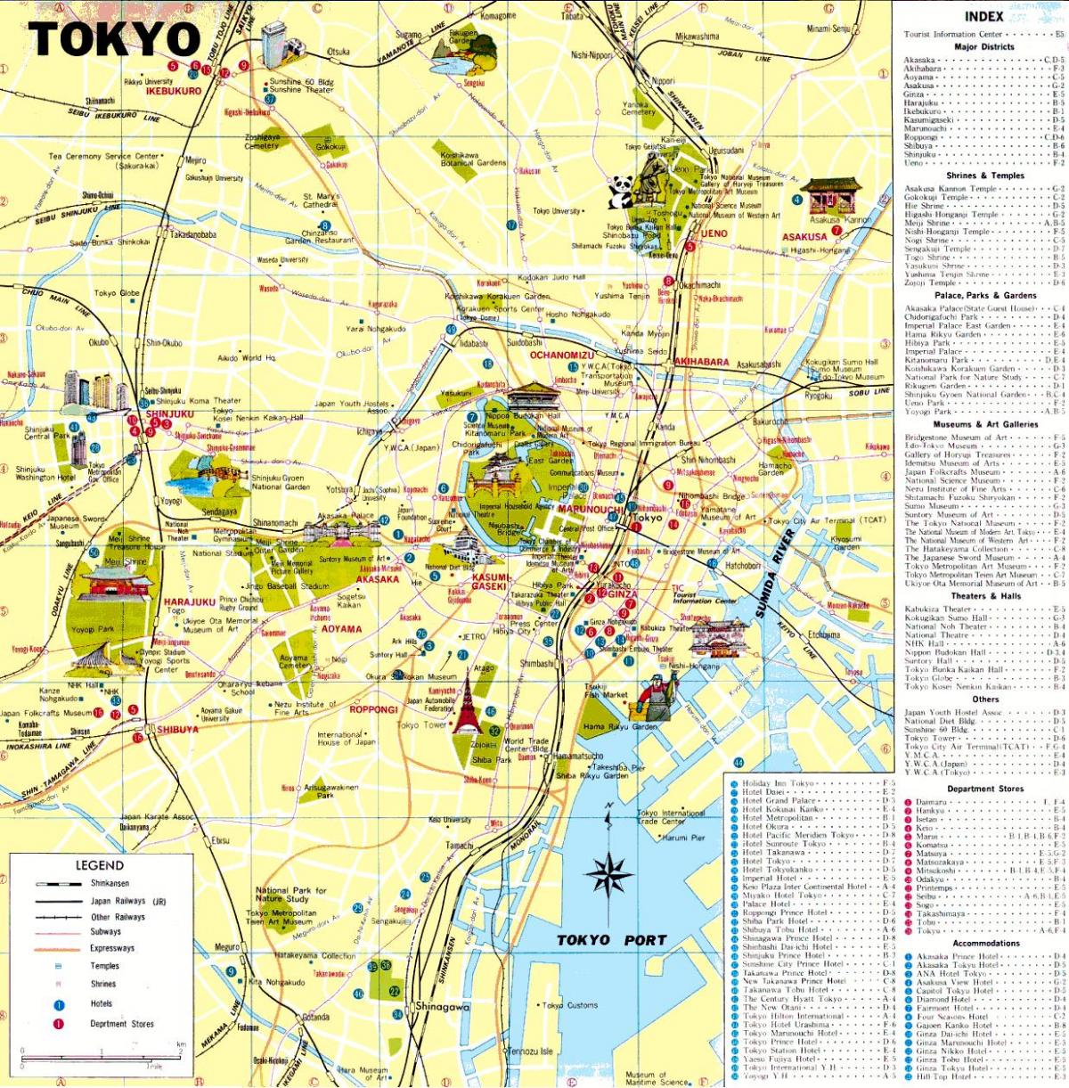 Tokyo attrazioni turistiche mappa