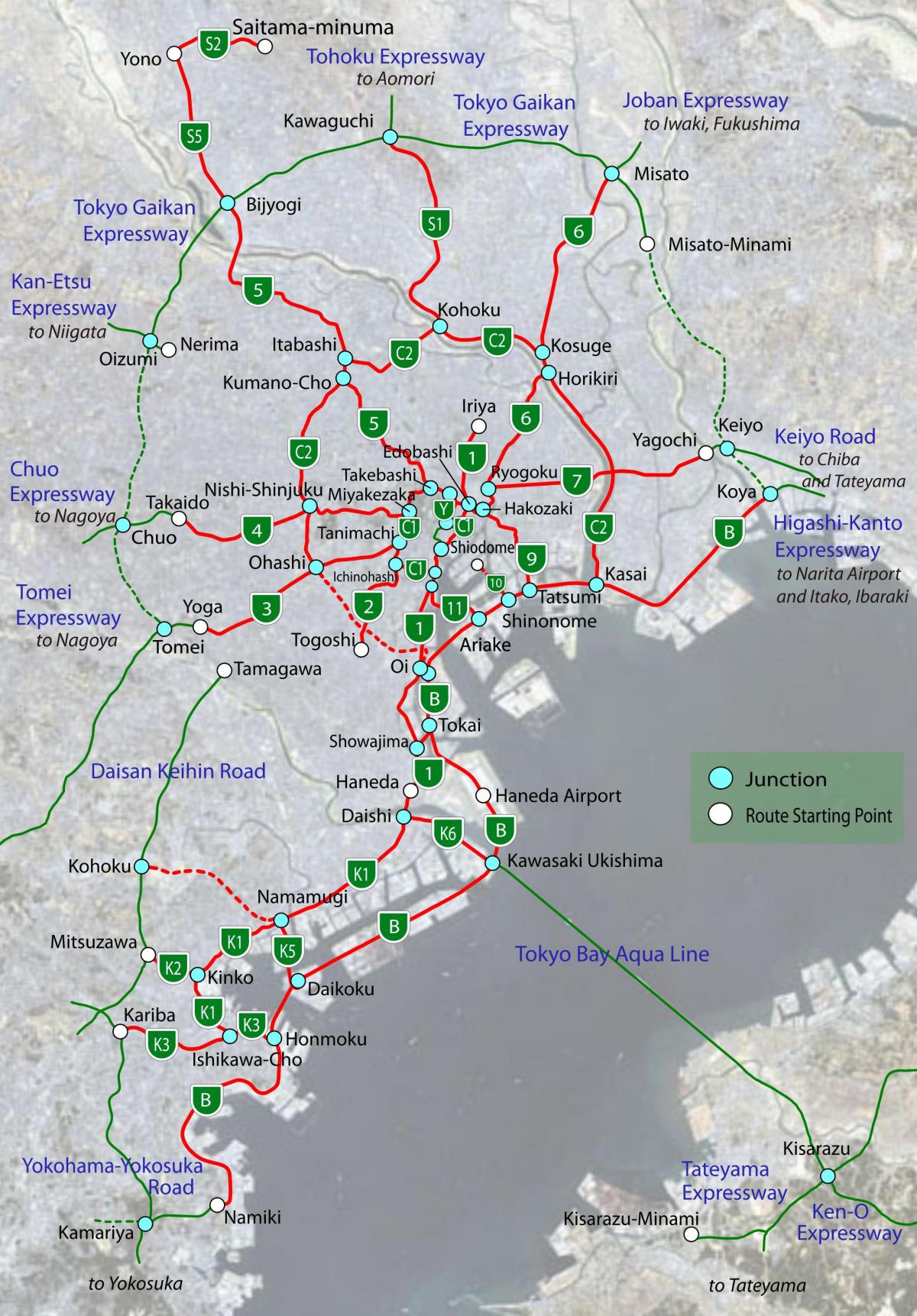 mappa di Tokyo highway