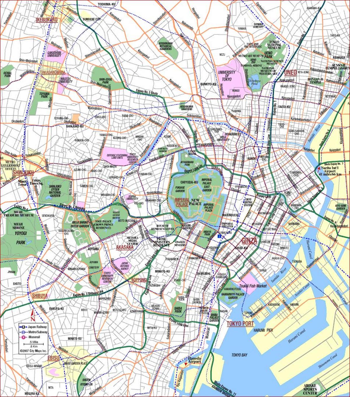 mappa di Tokyo parchi