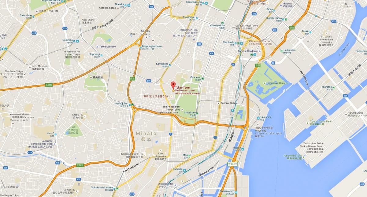 mappa di torre di Tokyo