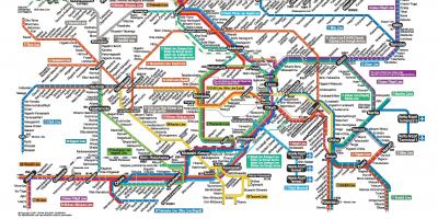 Tokyo JR mappa linea di inglese